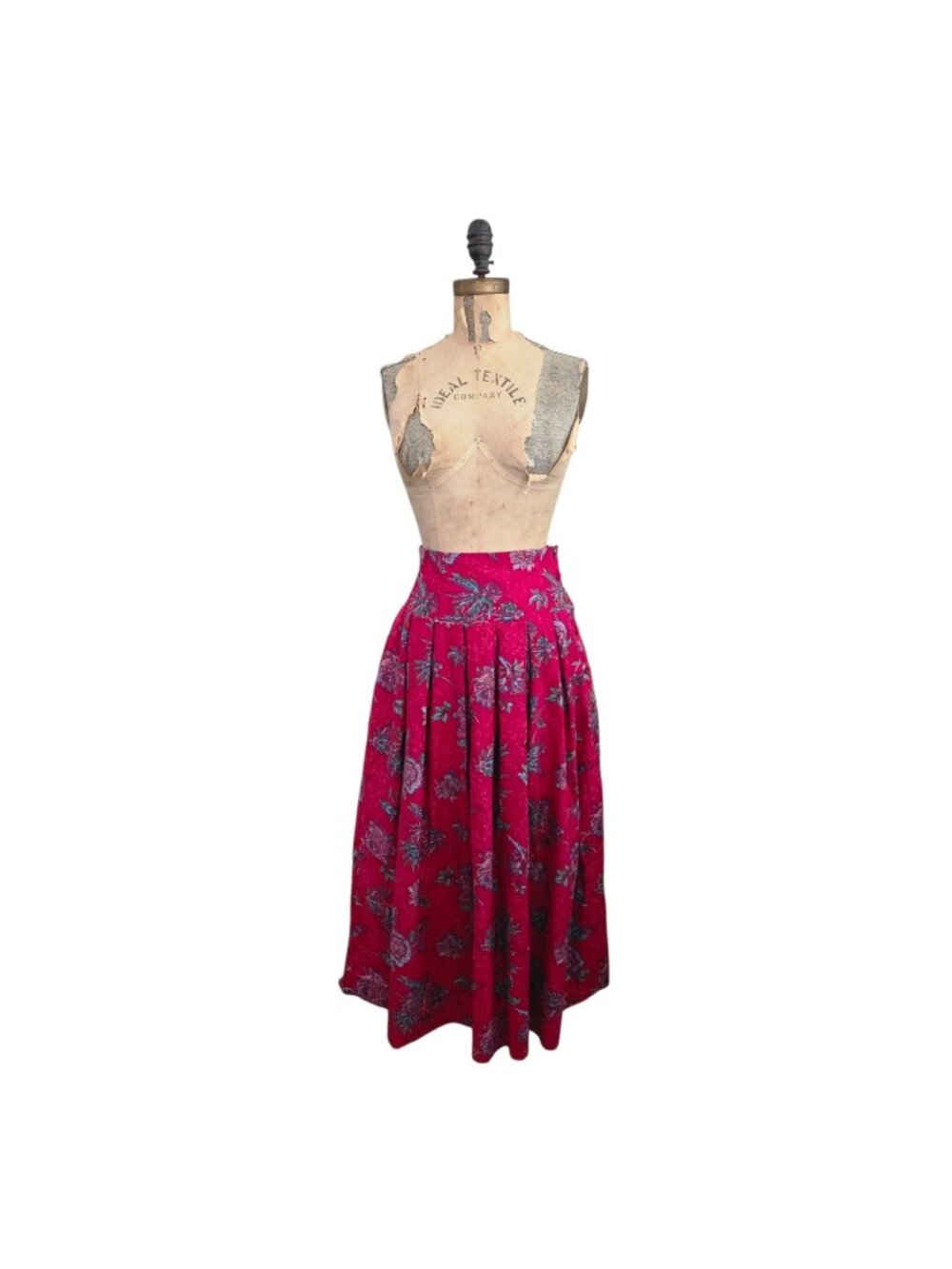 Vintage Laura Ashley Red Floral Midi Skirt 8 EUC